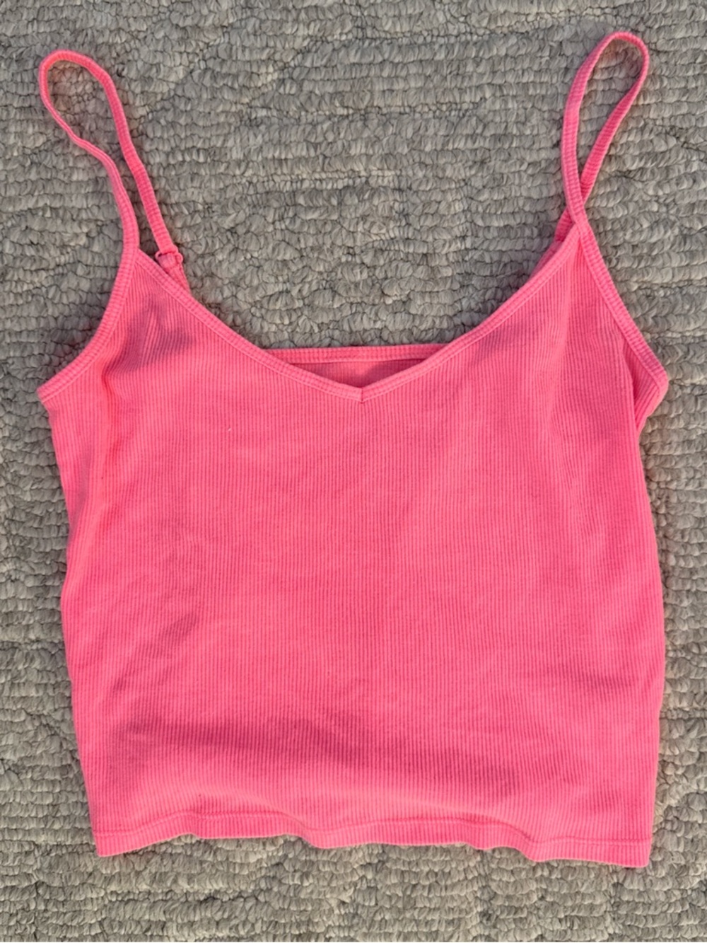 aerie Coral Pink Ribbed V-Neck Cami with Adjustable Straps